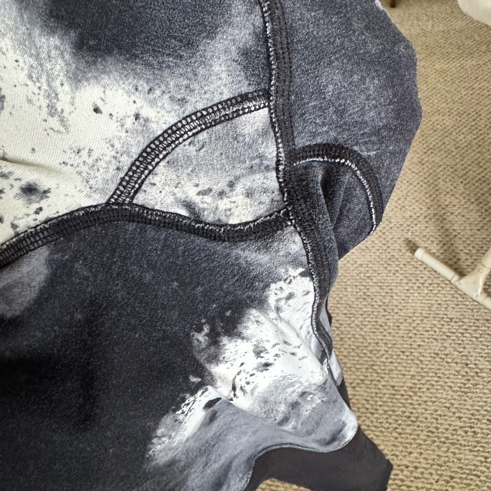 ALO Yoga High Waisted Goddess Leggings XS Black White Tie Dye Pants NO LOGO - Picture 5 of 7